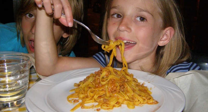 child eating pasta itlay