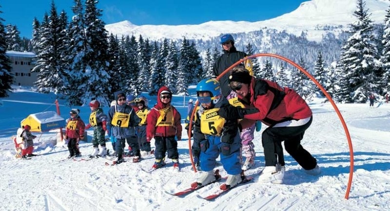 Kids having a ski lesson