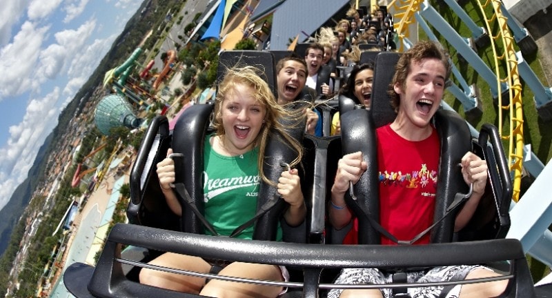 people screaming on a rollercoaster