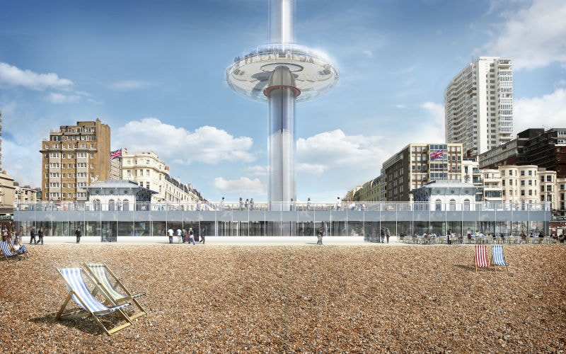 British Airways i360 beach building from the south brighton