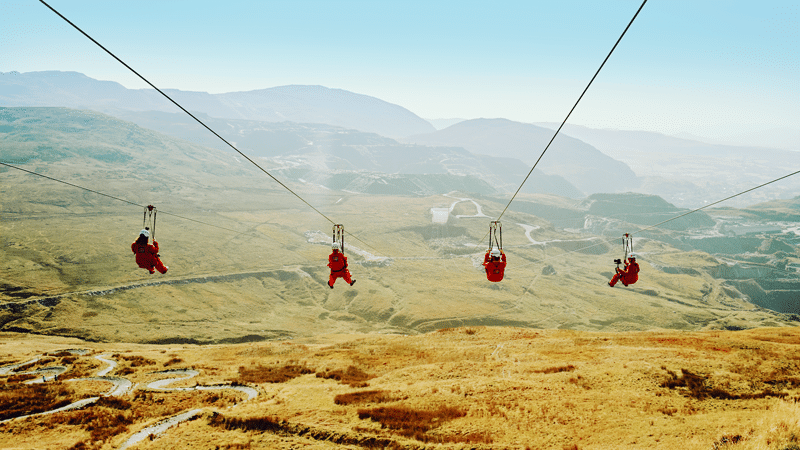 Zip lining in Wales