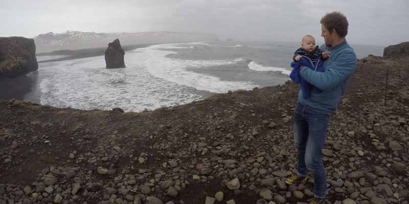 james-gough-and-baby-wilfred-iceland-view