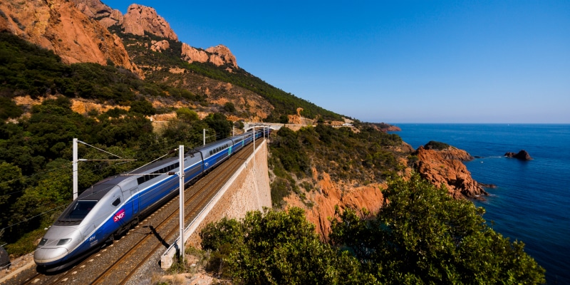 Train through French countryside