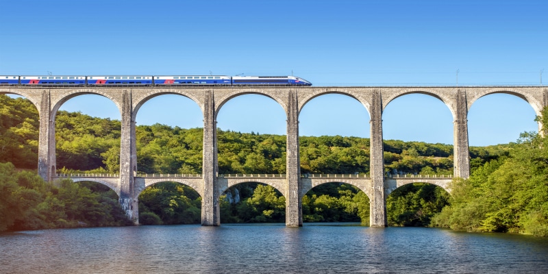 train on bridge in france