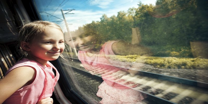 little girl on train france