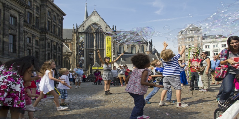 Amsterdam children enjoying sunshine