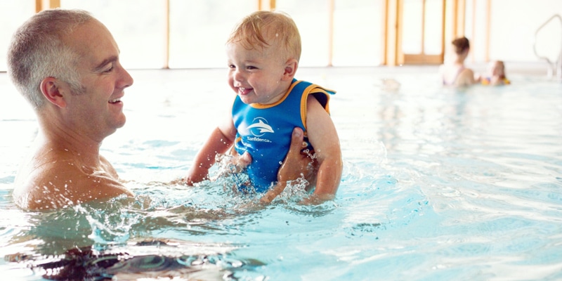 Baby with dad in water