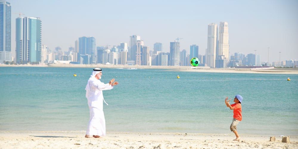 best winter sun holidays with view of Dubai skyline and Arabian Gulf beaches