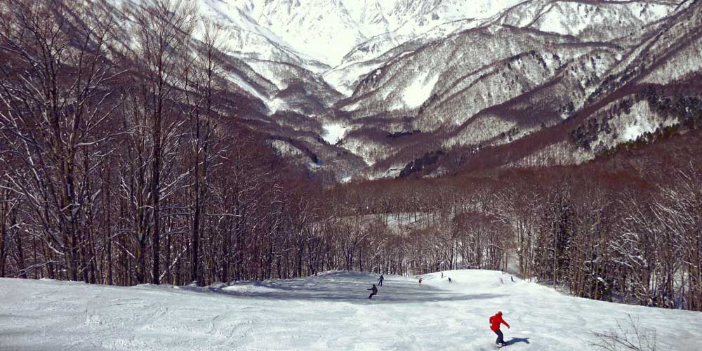 family skiing in Hakuba Japan