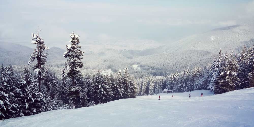 Views of the mountains from ski slopes in Borovets Bulgaria