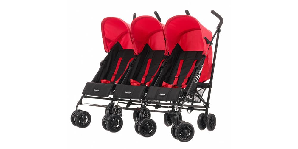 OBaby Mercury Triple Stroller in Black and Red