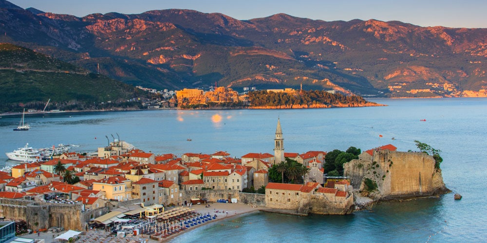 Budva at sunset. Montenegro