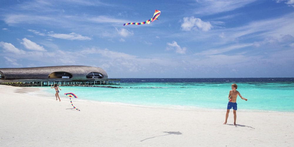 Kids flying kites Maldives