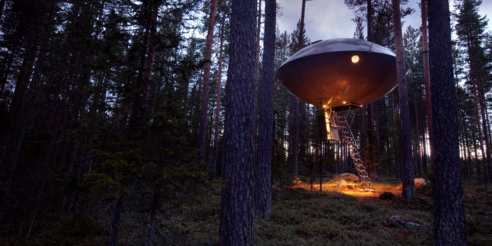 Quirky places - Family Space Odyssey – UFO Treehouse, Norrbotten