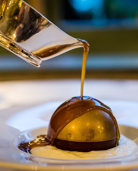 chocolate bombe at The Ivy