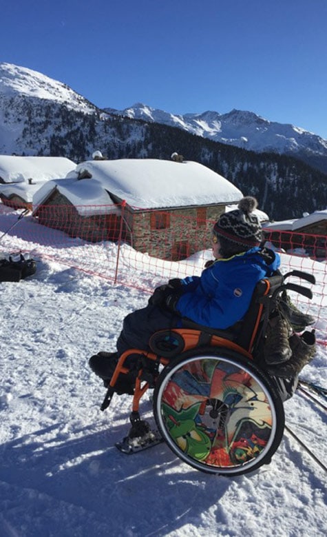 Wheelchair user on skiing holiday