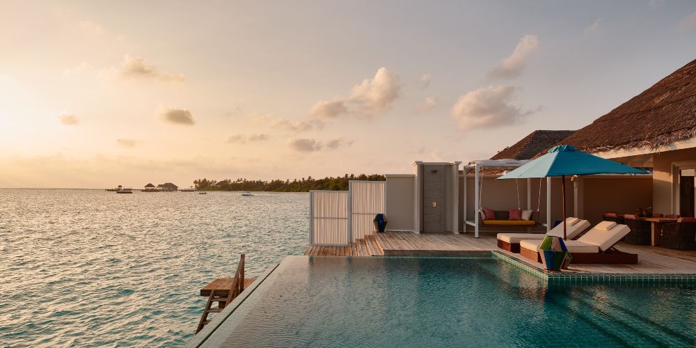 Overwater family villas on the Indian Ocean