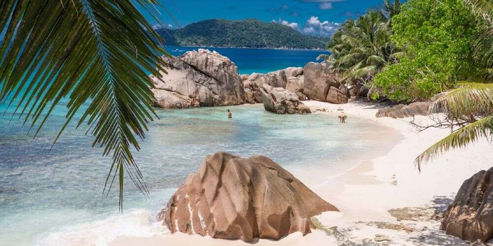 Anse Patates Beach La Digue island the Seychelles multi gen holiday destination 