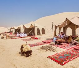 special-fare-offers-family-at-bedouin-camp-sand-dunes-desert-qatar