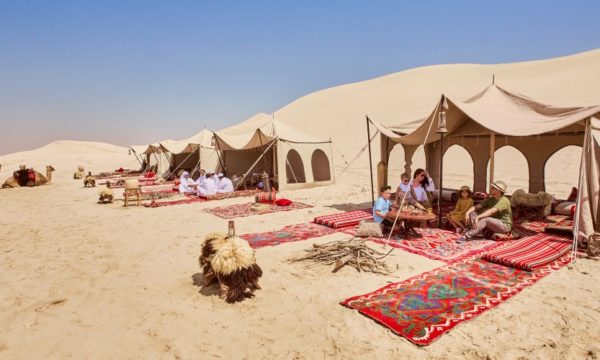 special-fare-offers-family-at-bedouin-camp-sand-dunes-desert-qatar