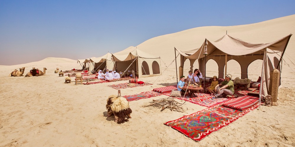 doha-stopover-deals-family-at-bedouin-camp-sand-dunes-desert-qatar