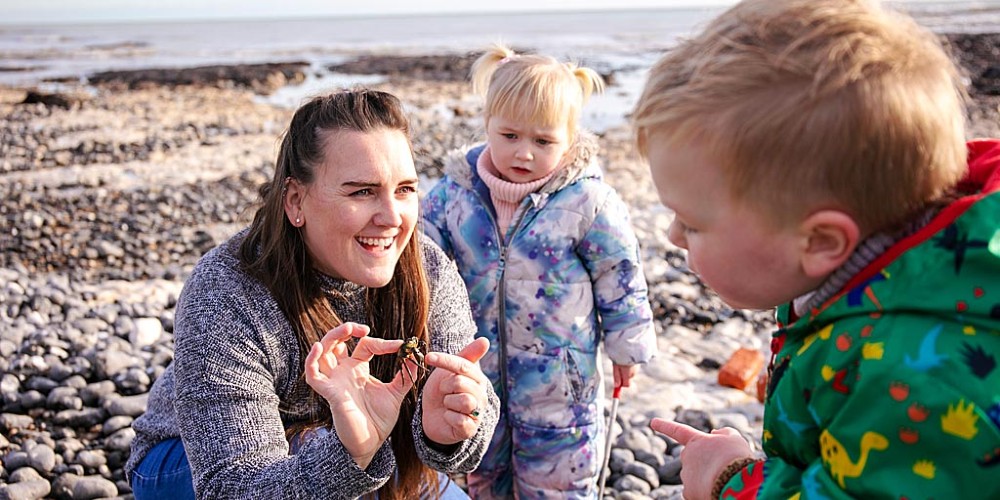 family-young-kids-finding-crabs-st-margarets-bay-kents-heritage-coast