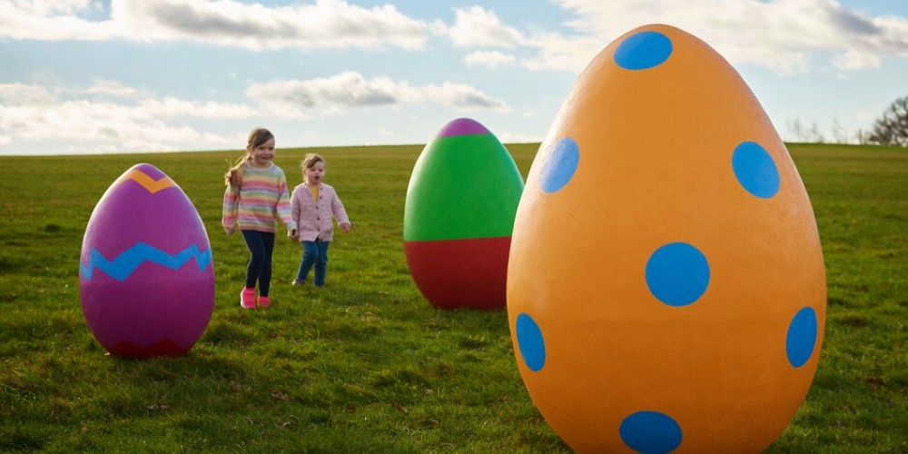 Children-enjoying-the-giant-Easter-eggs-at-RHS-Garden-Hyde-Hall