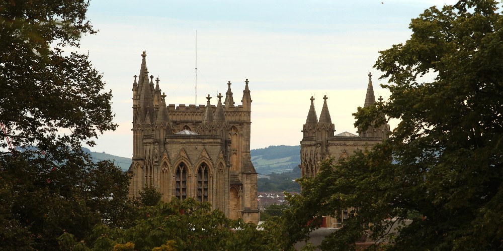 bristol-cathedral-seen-through-trees-summer-evening