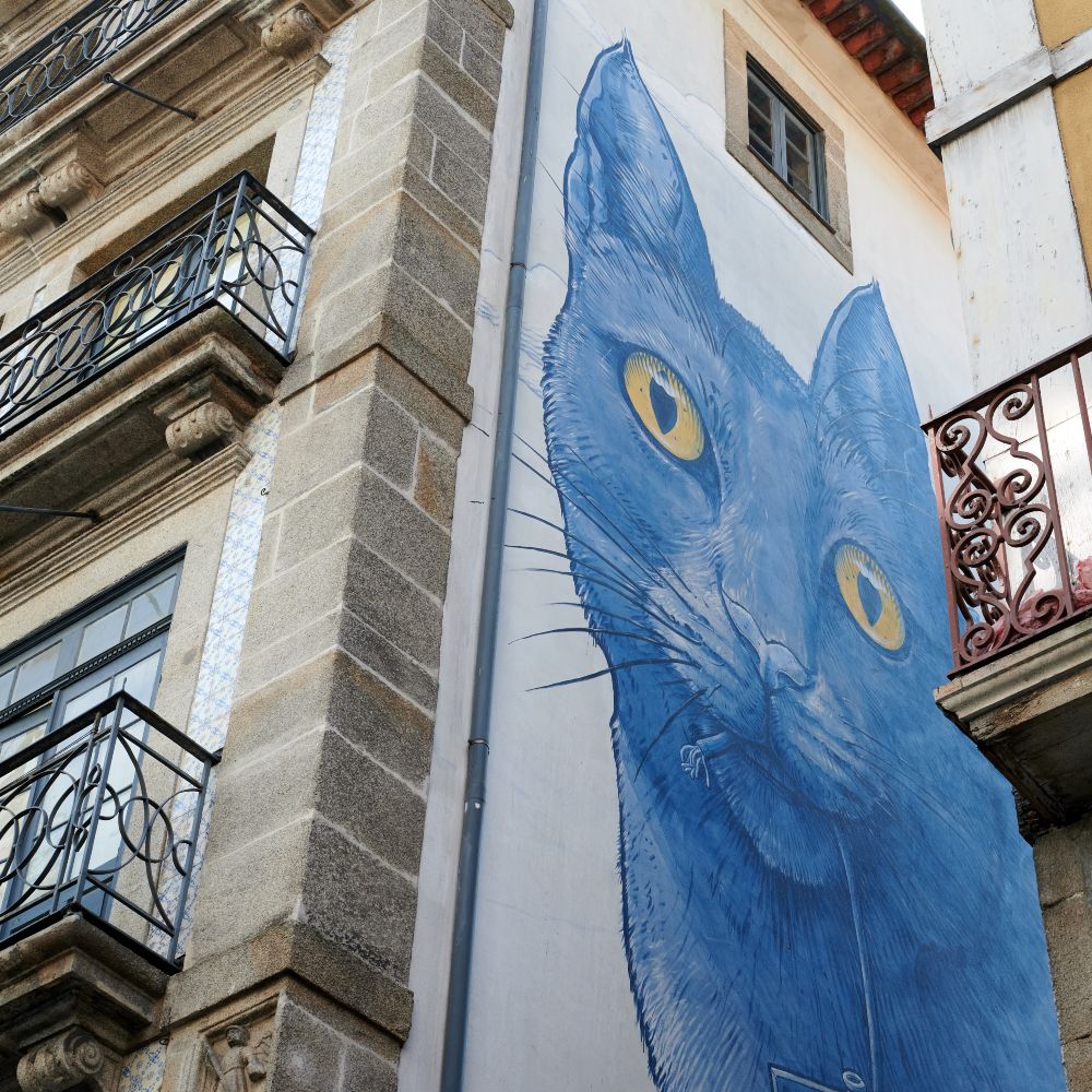 blue-cat-street-art-family-holiday-in-porto
