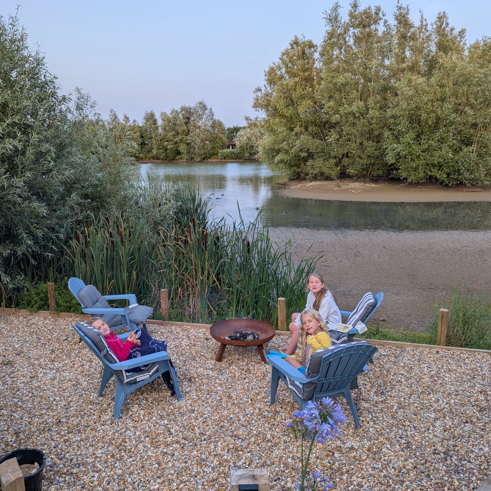 children-by-lake-firepit