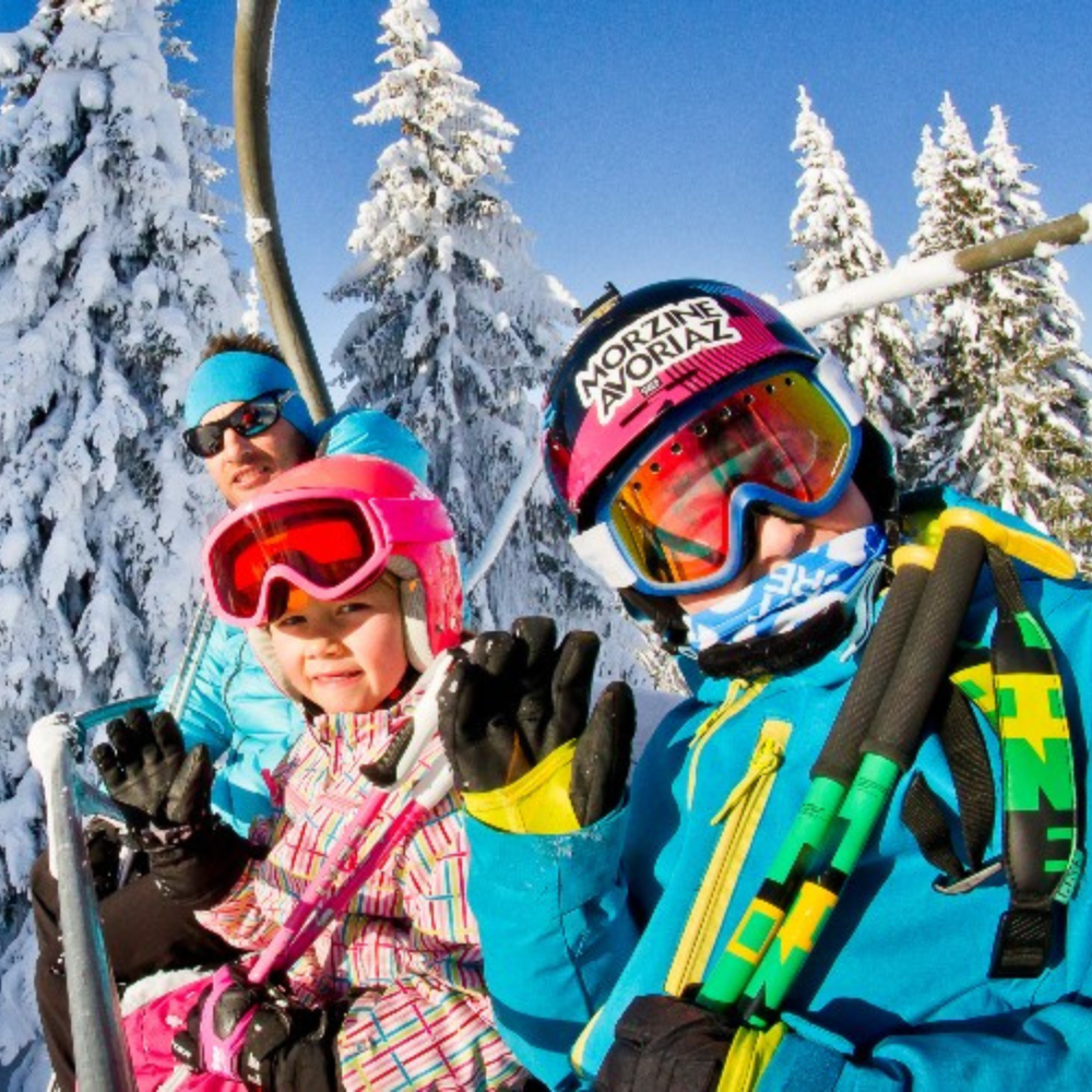 family skiing