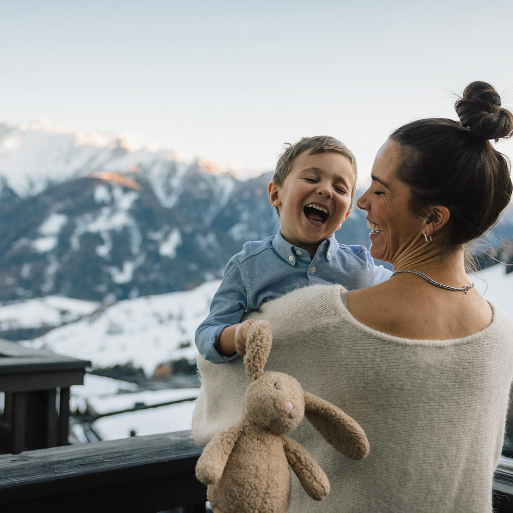 adult and child skiing