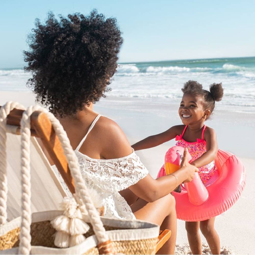 mum daughter beach