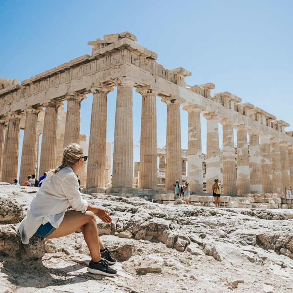 woman at the parthenon greece