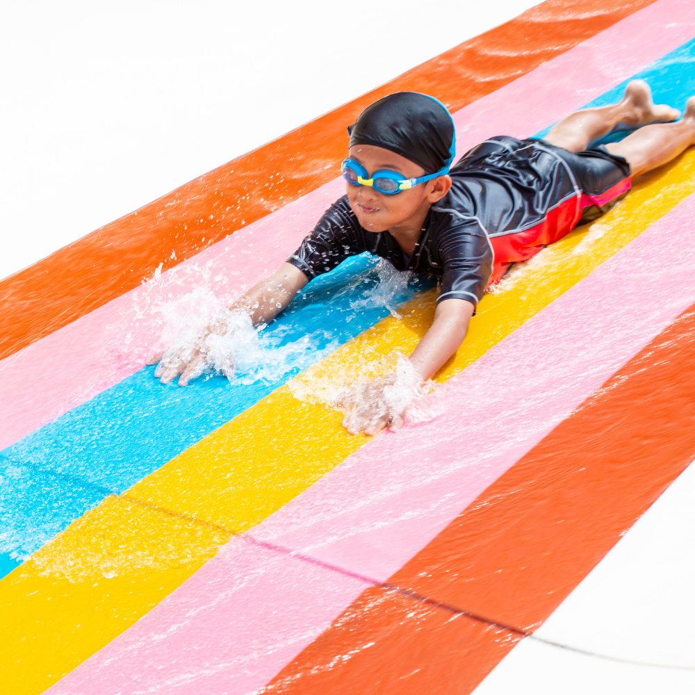 boy on waterslide