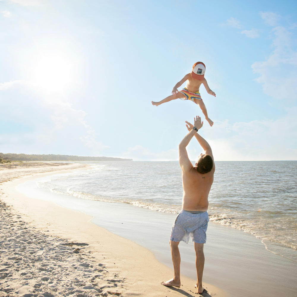 dad and child seaside