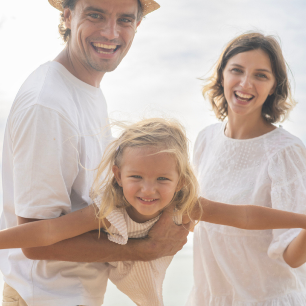 family on beach