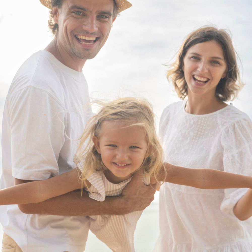 family on beach