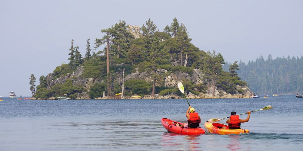 Sierra Nevada kayaking on Lake Tahoe family vacations in summer