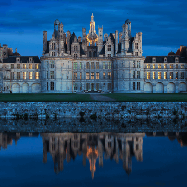 a large castle in the twilight