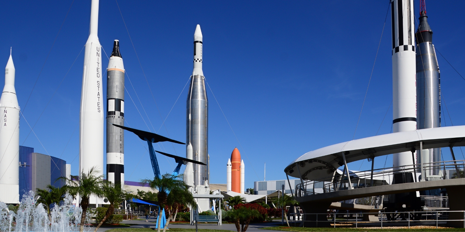 rockets against the blue skies